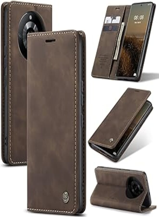 Phone Case Compatible with Realme 11 Pro/Realme 11 Pro Plus Case, Premium PU Leather Flip Case Magnetic Card Slot and Functional Holder Compatible with Realme 11 Pro/Realme 11 Pro Plus (Coffee)