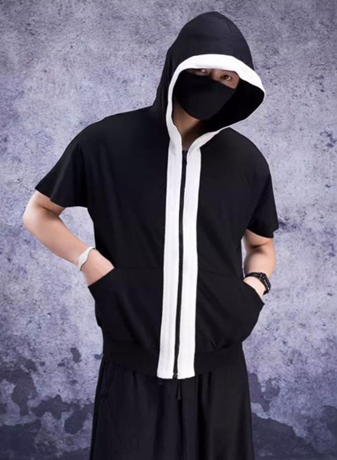 Men's loose short-sleeved hooded cardigan T-shirt  - Image 5