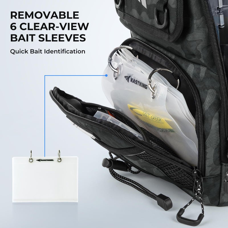 KastKing BaitSpace Standard Fishing Tackle Sling Bag, Water-resistant Sling Pack for Bank, Wader & Boat Fishing, Rod & Beverage Holder, Adjustable Straps, Durable 420D Nylon Fabric - Image 4