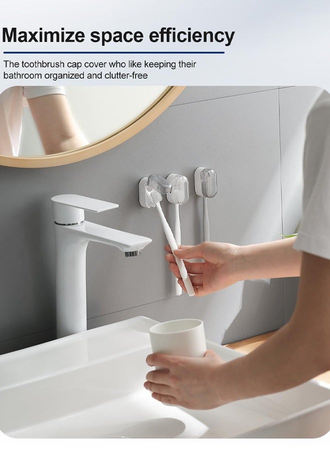 3 Pack Toothbrush Holder With Auto-Close Cover – Waterproof, Dust-Proof Tooth Brush Hanger Rack For Electric Toothbrushes, No Drill Wall-Mounted Toothbrushes Organizer - Image 5