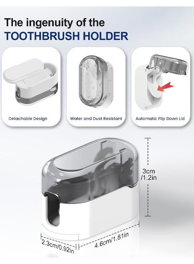 3 Pack Toothbrush Holder With Auto-Close Cover – Waterproof, Dust-Proof Tooth Brush Hanger Rack For Electric Toothbrushes, No Drill Wall-Mounted Toothbrushes Organizer - Image 2
