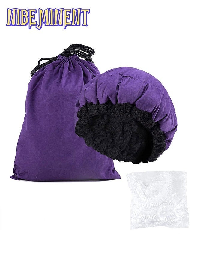 NIBEMINENT Deep Conditioning Microwavable Heat Cap, Hot Head Cap to Hydrate, Moisturize and Condition, 100% Natural Cotton Flaxseed Seed Interior (Purple) - Image 2
