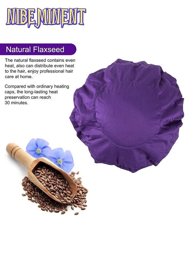 NIBEMINENT Deep Conditioning Microwavable Heat Cap, Hot Head Cap to Hydrate, Moisturize and Condition, 100% Natural Cotton Flaxseed Seed Interior (Purple) - Image 3