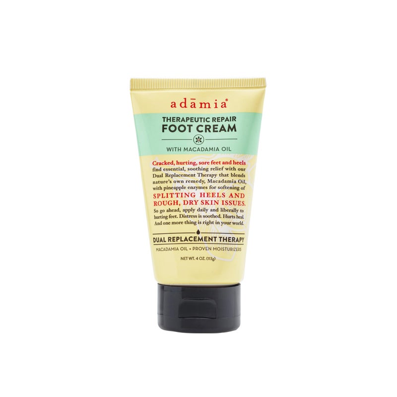 Adamia Therapeutic Repair Foot Cream with Pure Macadamia Oil, 4 Ounce Tube - Fragrance Free, Paraben Free, Non GMO - Image 1