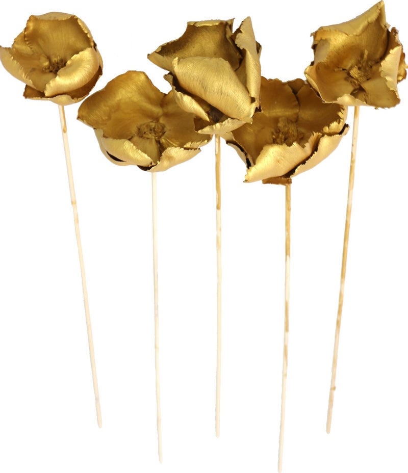 Generic Artificial Flower Storage Dry Flower 5-Palm Cap Bunch 45 cm Palm Cup Flower Gold-Gold 