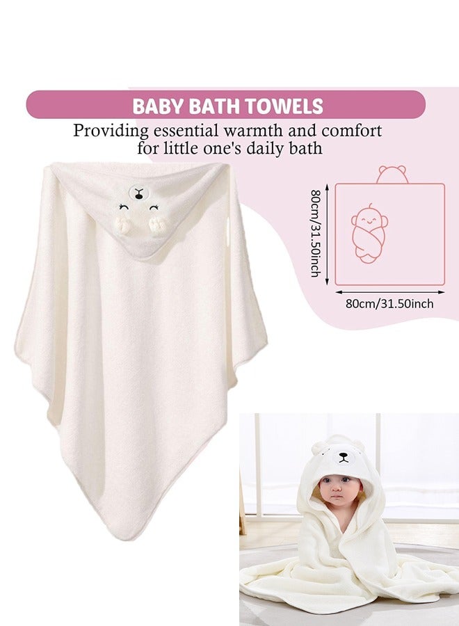 فيفيدوراد منشفة أطفال بغطاء للرأس، مناشف حمام أطفال، فائقة النعومة وسميكة منشفة حمام قطنية للمواليد الجدد، منشفة كبيرة ماصة للأطفال الصغار من الأولاد والبنات - قطن 100% للمواليد الجدد والرضع والأطفال الصغار - مقاس كبير 32 × 32 بوصة - Image 2