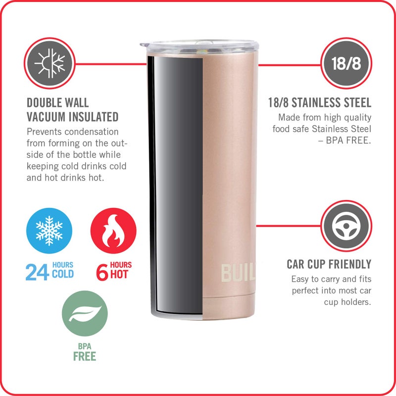 Built BYO by BUILT 20 Ounce Double Wall Stainless Steel Tumbler Black 5237927 - Image 4