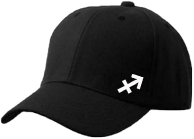 Black Cap with Sagittarius zodiac White Color Logo