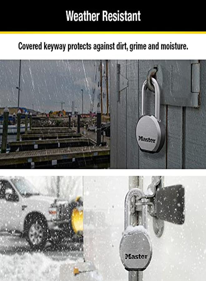 Master Lock Magnum Heavy Duty Solid Steel Silver Padlock With Key, Cut Resistant Gate Locks For Outdoor Fence Or Shed, 14/32 X 2 X 15/16 Inches, M930Xkadlh - Image 4