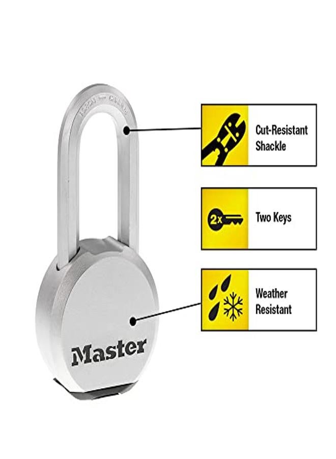 Master Lock Magnum Heavy Duty Solid Steel Silver Padlock With Key, Cut Resistant Gate Locks For Outdoor Fence Or Shed, 14/32 X 2 X 15/16 Inches, M930Xkadlh - Image 2