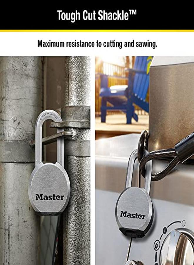 Master Lock Magnum Heavy Duty Solid Steel Silver Padlock With Key, Cut Resistant Gate Locks For Outdoor Fence Or Shed, 14/32 X 2 X 15/16 Inches, M930Xkadlh - Image 3