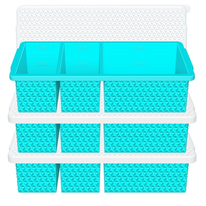 Aopigavi 3 Pack - Silicone Freezer Trays with Lid, 1-Cup & 2 Cup Freezer Molds, Silicone Food Storage Containers for Meal Prep, Freezing Soup Sauce, Broth Leftovers - Image 1