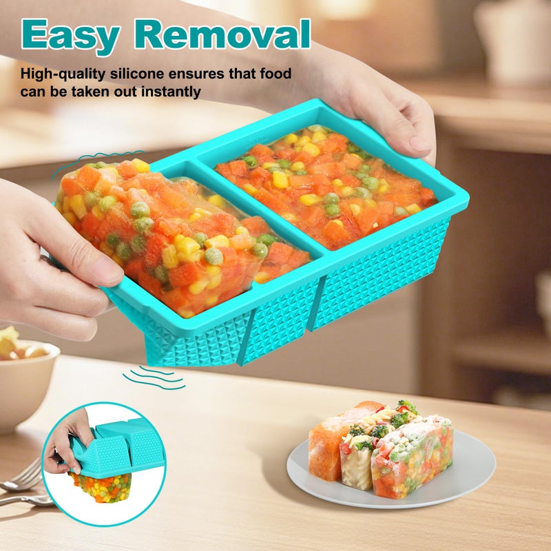 Aopigavi 3 Pack - Silicone Freezer Trays with Lid, 1-Cup & 2 Cup Freezer Molds, Silicone Food Storage Containers for Meal Prep, Freezing Soup Sauce, Broth Leftovers - Image 5