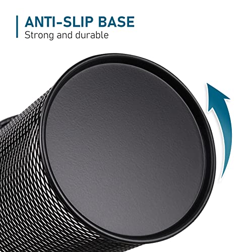 QYH Mesh Pen Cup Metal Pencil Holder for Desk 6 Packs Black Pen Organizer Office 3.54x3.93 Inch - Image 4