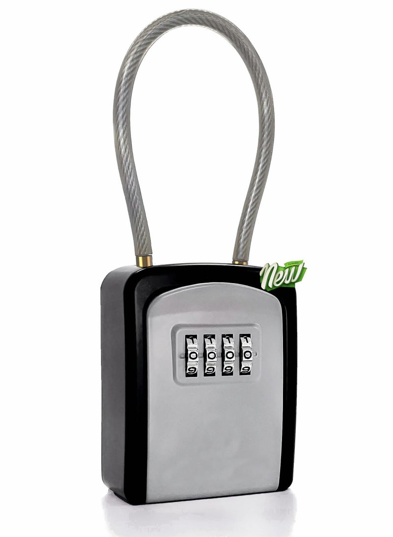 Cobest Key Lock Box Portable With Removable Cable Shackle Indoor Outdoor Waterproof 4 Digit Password Combination With Resettable Code With A B Switch Key Lockbox For Outside Hold Spare Keys For Realtors - Image 1