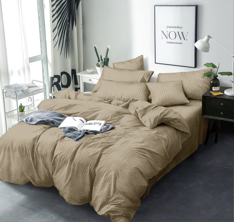 MORADO® Premium 100 GSM Glace Cotton Double Bedsheet with 2 King Size Pillow Covers (Brown, 90X100 Inches) - Image 2