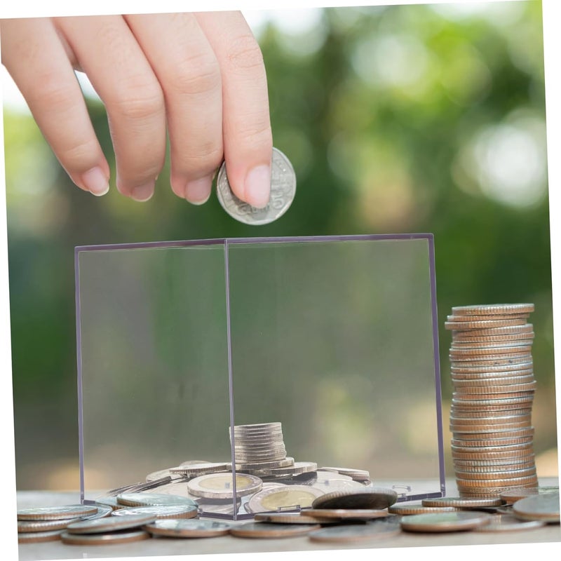 TPGP Toyvian Clear Acrylic Piggy Bank - Transparent Money Saving Container for Kids and Adults - Image 4