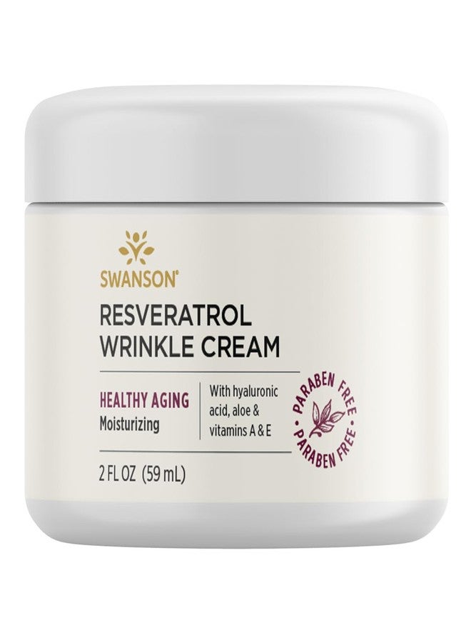 Swanson Resveratrol Wrinkle Cream with Hyaluronic Acid - 2 fl Ounce (59 ml) - Healthy-Aging Cream for Smooth, Youthful-Looking Skin - Image 1