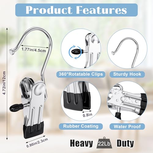 Besslly Boot Hangers Clips for Closet, Laundry Hooks Hanging Clips Clothes Pins Boot Holder Clips Space Saving Portable for Travel Tall Boots Socks Towel Jeans Hats (24, Multi) - Image 2