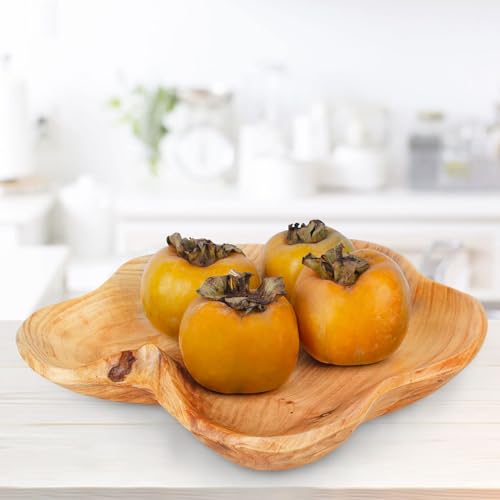 BTEOBFY Natural Wood Fruit Bowl 11-13 inch, Unique Handmade Wood Serving Platter, Wood Fruit Snack Dish for Sandwich Bread Serving, Appetizer Display, Vintage Ring Dish, Hand Carved Artworks - Image 5