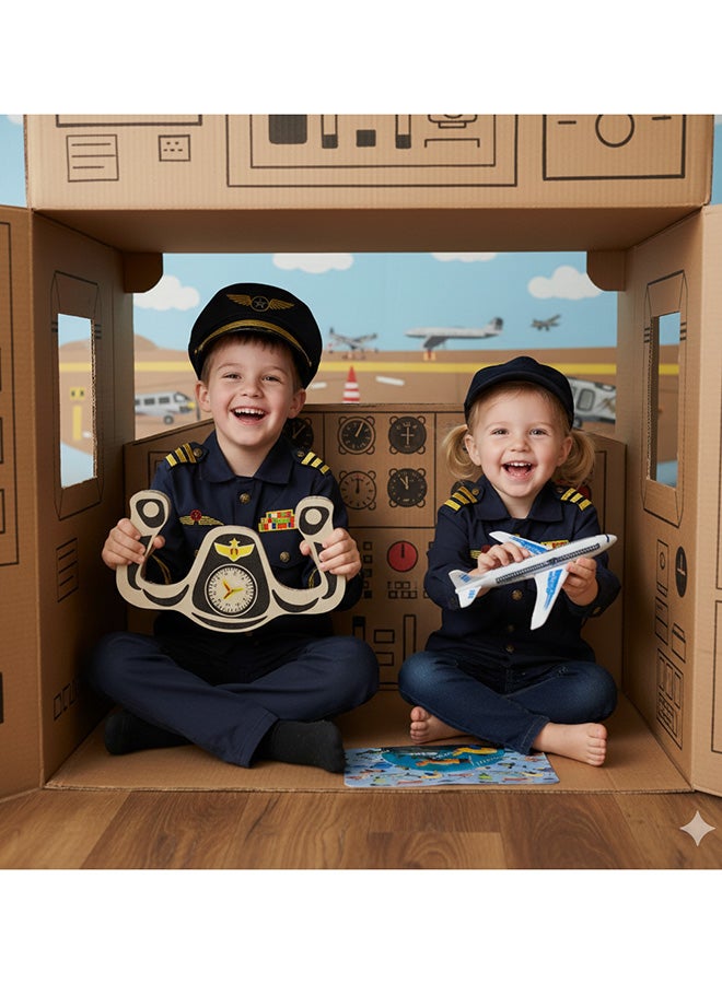 Toyland زي كابتن الطيار للأطفال – مجموعة ملابس تمثيل قائد الطيران - Image 4