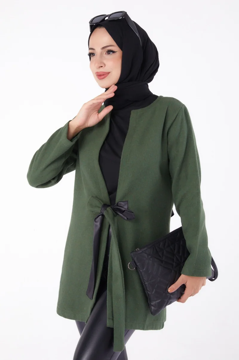 Tofisa Plain Medium Women's Khaki Cashmere Jacket - 13286