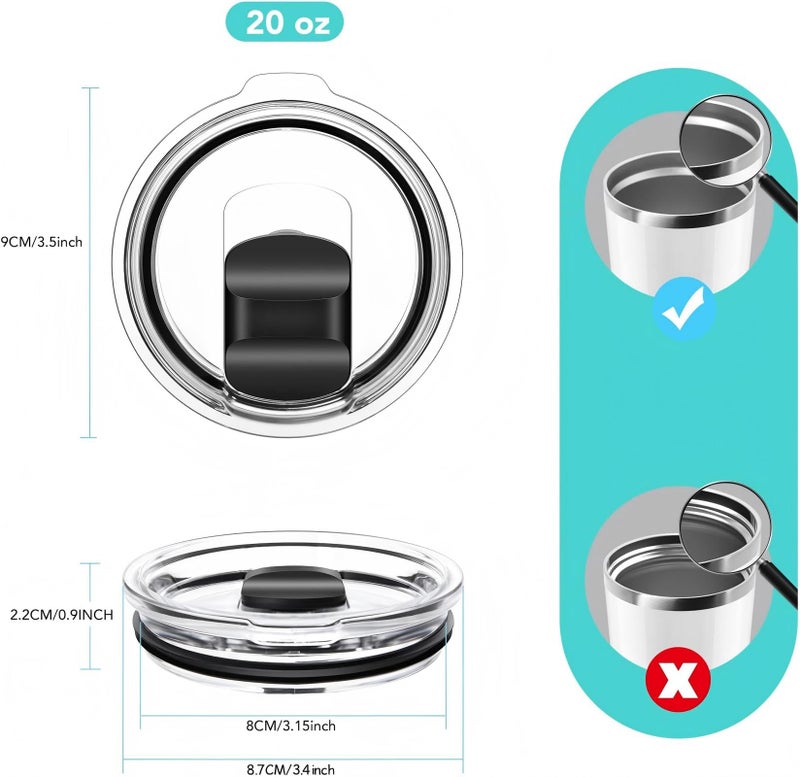 SOONSURE 20 oz Tumbler Lid, Replacement Lids Compatible for YETI 20 oz Tumbler, 10/24 oz Mug and 10 oz Lowball, Travel Spill Proof Cup Lids Covers with Magnetic Slider Switch, BPA Free - Image 2