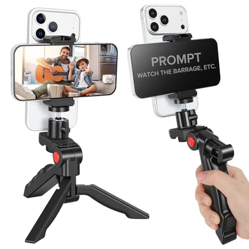 Heliora Teleprompter Kit for iPhone & Android (with Tripod), Double Phone Holder for Video Recording, Easy Storage and Transport for Vlogging, YouTube, Live Streaming, TikTok - Image 1