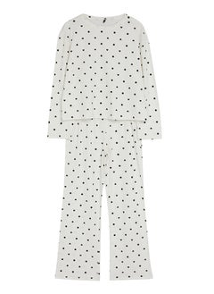 Ecru 100% Cotton Polka Dot and Heart Patterned Knitted Pajama Set THMAW25PT00039 - pzsku/ZB6543BCA06C975F28960Z/45/_/1730941025/befed2c2-0c13-4cc8-b68f-fc15ee2563bb