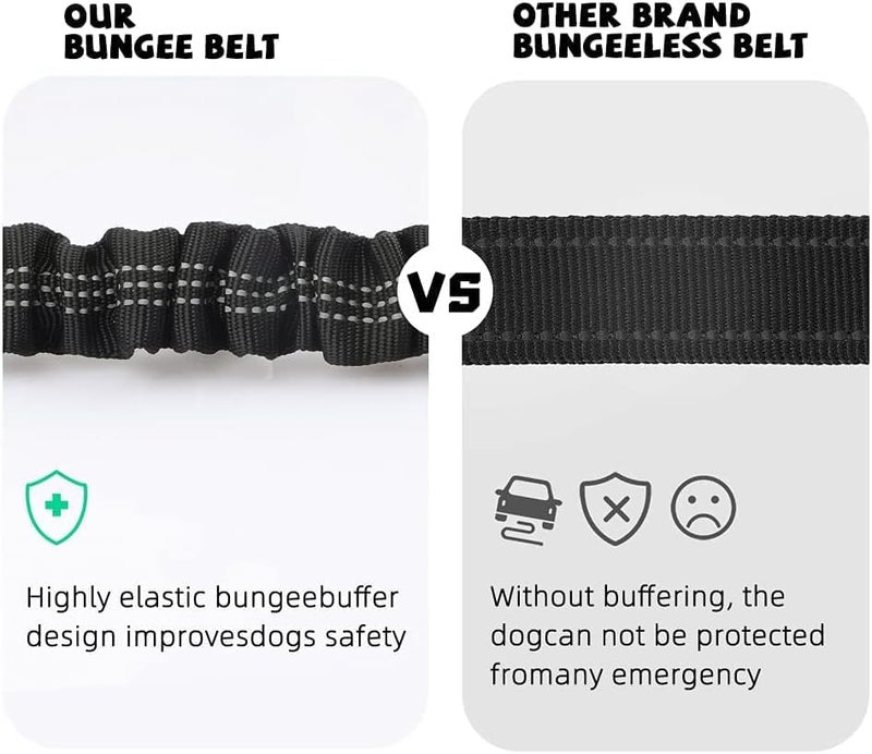 THE ONE Adjustable Elastic Dog Seat Belt for Cars - Durable Bungee Harness with 360° Swivel Attachment - Reflective and Easy to Use (Black) - Image 5