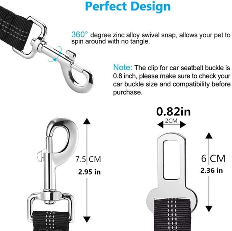 THE ONE Adjustable Elastic Dog Seat Belt for Cars - Durable Bungee Harness with 360° Swivel Attachment - Reflective and Easy to Use (Black) - Image 2