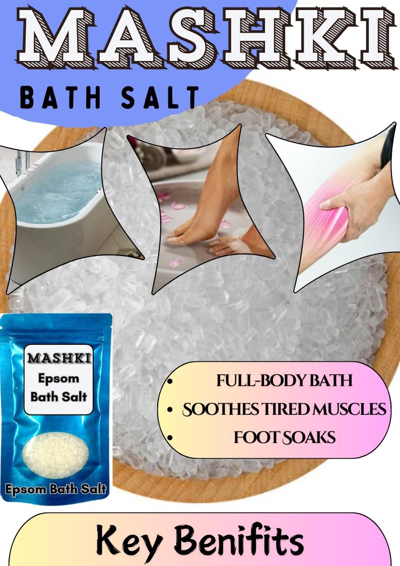 MASHKI Epsom Salt  Magnesium Sulphate For Relaxation Muscle Relief Relives Aches  Pain For Bathing  1 kg x 2 nos 2 - Image 2