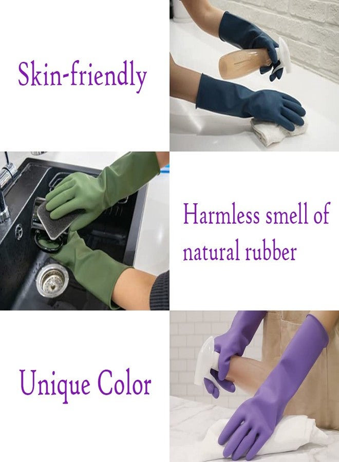 HOMSSEM Dishwashing Gloves - 2 Pairs Premium Rubber Gloves for Cleaning - Urban Green, Blue - Image 2