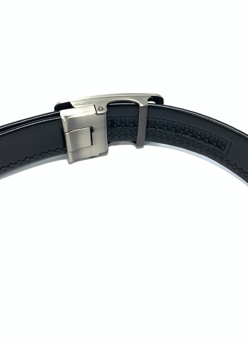 Classic Milano Men's Belt with Automatic Buckle - Stylish Faux Leather Belt for Men in Black, Ideal Gift and Perfect for Casual and Formal Wear - Image 4