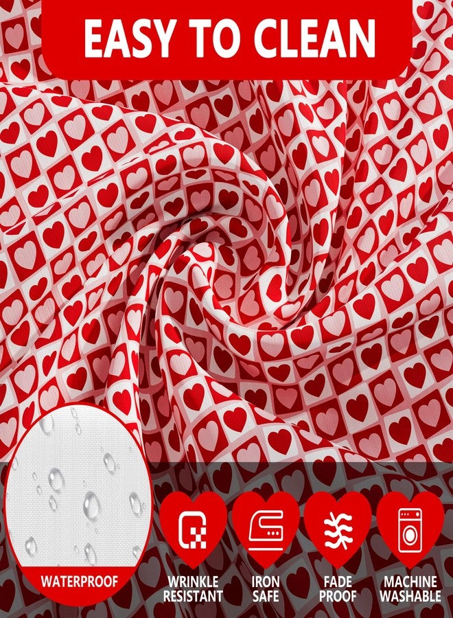 Siilues Round Valentines Tablecloth 70x70 Inch, Washable Red Pink Love Heart Valentines Day Tablecloth Round Waterproof Scalloped Edge Dining Table Cloth Sweet Home Party Decorations - Image 4