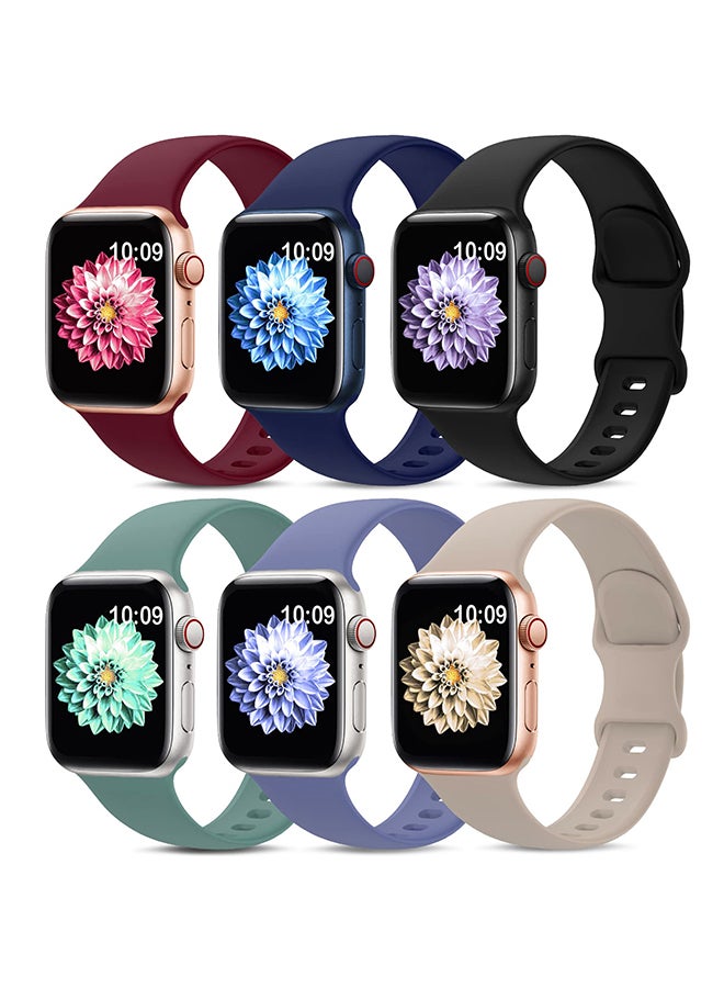 O Ozone (Pack of 6) Silicone Sport Bands For Apple Watch Series 10 | 9 | 8 | 7 | 6 | SE | 5 | 4 | 3 | 2 |1, 38/40/41/42mm,Soft Silicone Replacement Band-Mult1 - Image 1