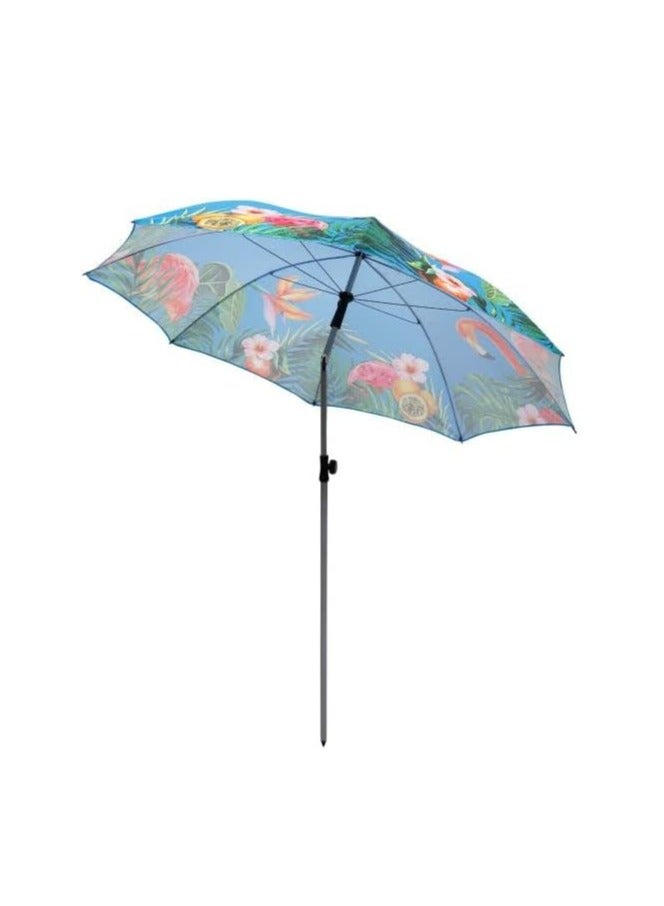 TA SPORT Folded Beach Umbrella with Tilt Portable Silver Coating Inside UV Protection Stripe for Travel Sun and Outdoor-Flamingo Beach Umbrella 200Cm - Image 3