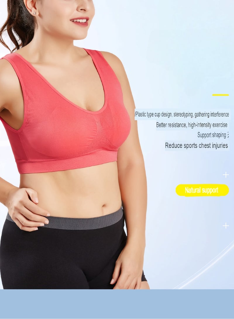 AROAQ Women Sports Bra, Fitness Sports Yoga Bra with Removable Padding,  Double-layer Seamless  Sports Bra without Rims, Comfortable Soft Bra for Workouts Running Yoga Trainings, (Size 4XL, Cream Color)  - Image 2