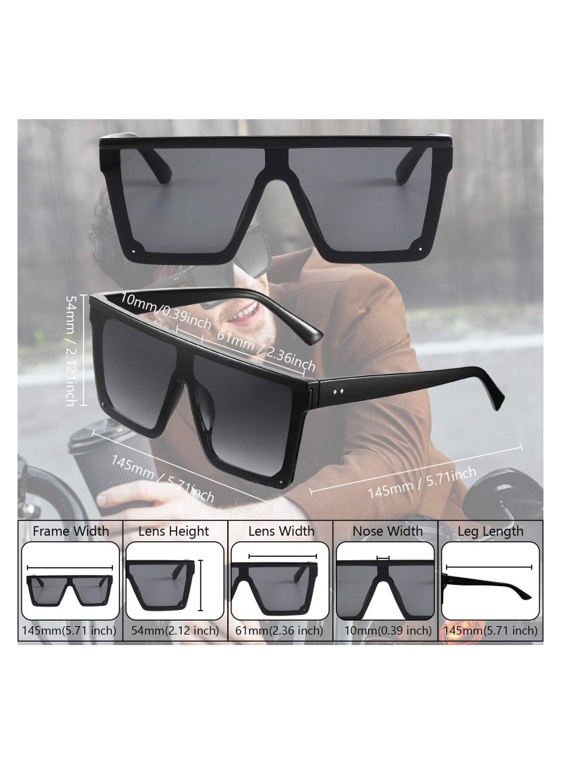 SYOSI Sunglasses, Square Oversized Sunglasses for Women Men, 2Pcs UV Protection Anti Eyestrain Big Flat Top Fashion Shield Rimless Shades, for Driving Traveling, All-match Sunglasses  - Image 2