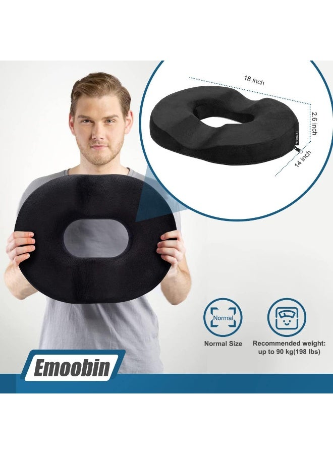 Donut Pillow Hemorrhoid Cushion - Memory Foam Donut Seat Cushion - Tailbone Pain Relief Cushion for Pregnancy,Bed Sores, Back, Sciatica,18 Inches Black - Image 4