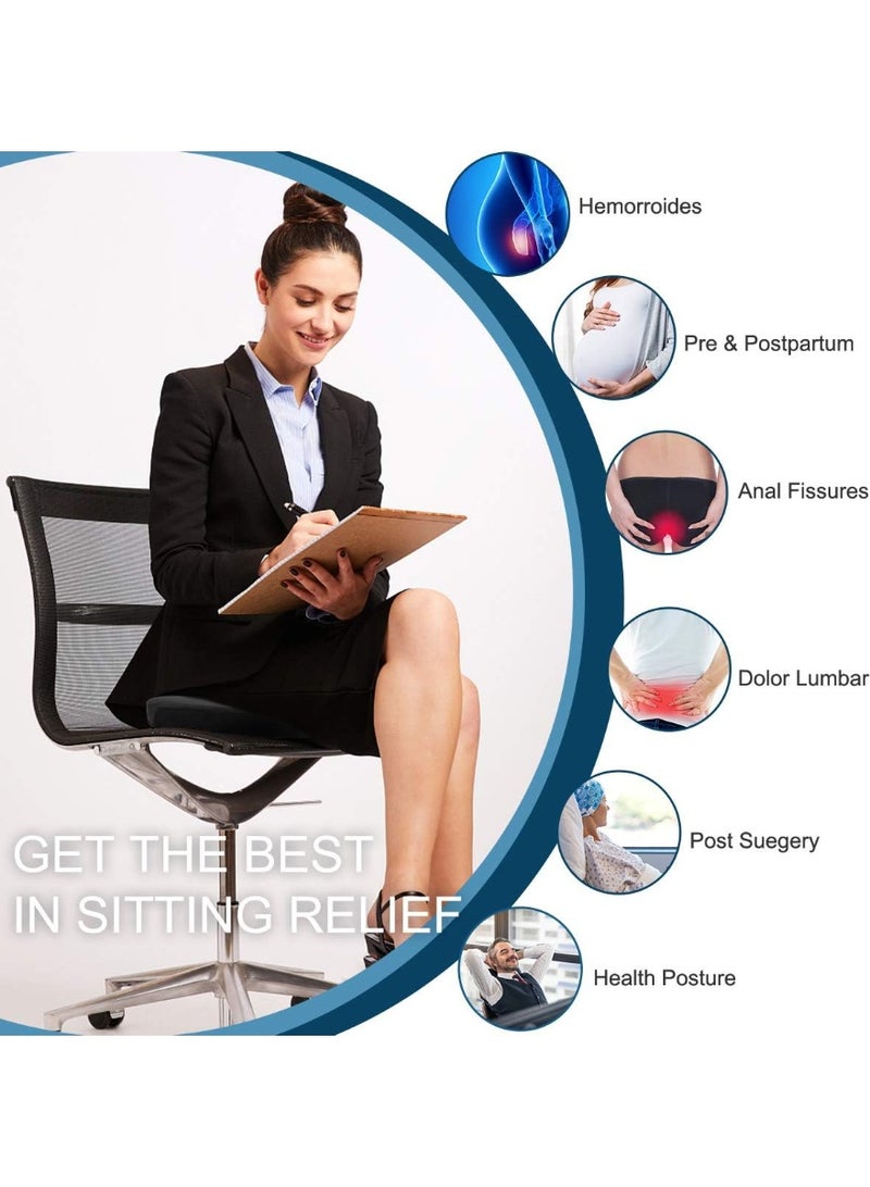 Donut Pillow Hemorrhoid Cushion - Memory Foam Donut Seat Cushion - Tailbone Pain Relief Cushion for Pregnancy,Bed Sores, Back, Sciatica,18 Inches Black - Image 5