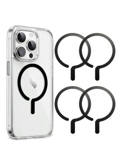 4Pcs Universal Metal Rings Compatible with Magsafe Sticker Magnetic Wireless Car Charger Black
