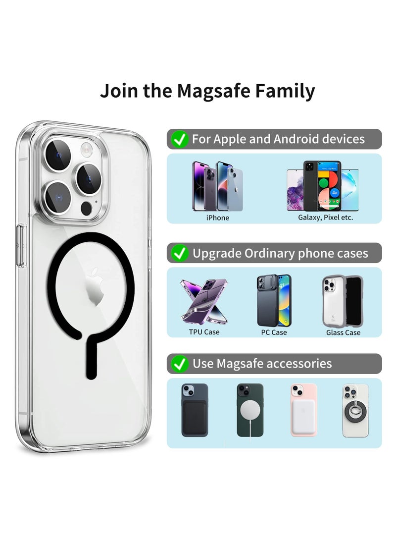 SYOSI - 4Pcs Universal Metal Rings Compatible with Magsafe Sticker Magnetic Wireless Car Charger Black - Image 1