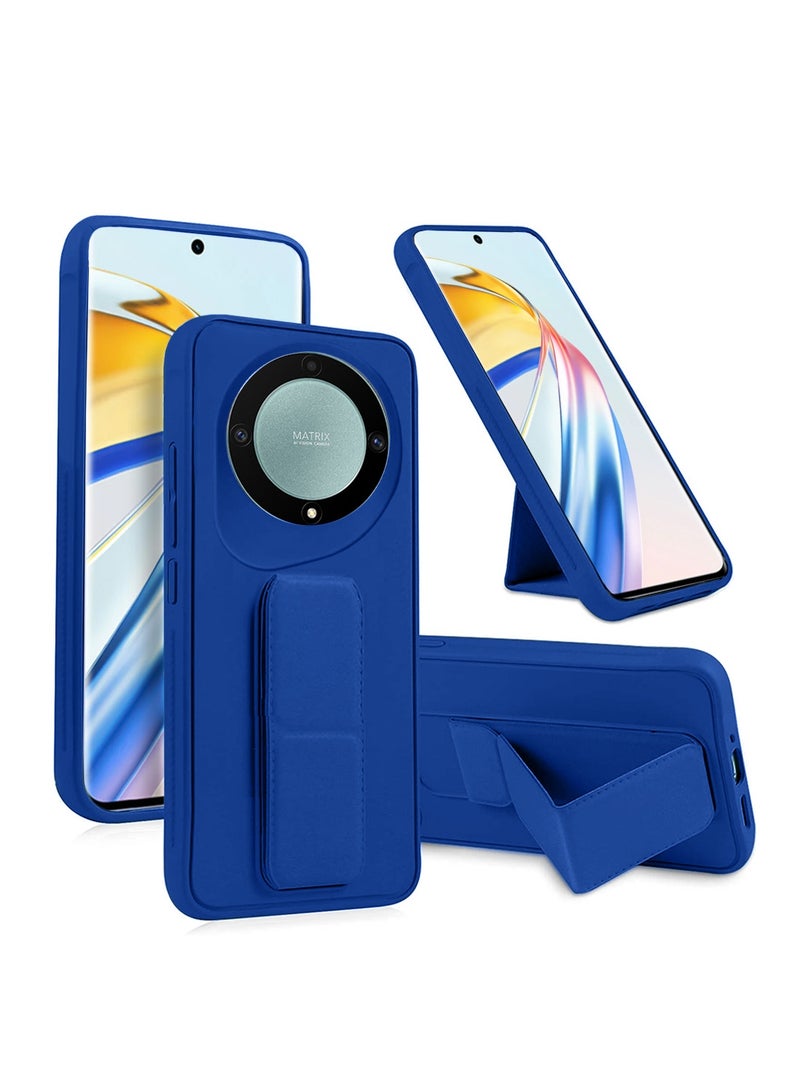 دبليو تيك غطاء حماية بقبضة يد وحامل متعدد مغناطيسي للسيارة ومسند للأصابع لهاتف Honor X9b 5G 2023 أزرق داكن - Image 1