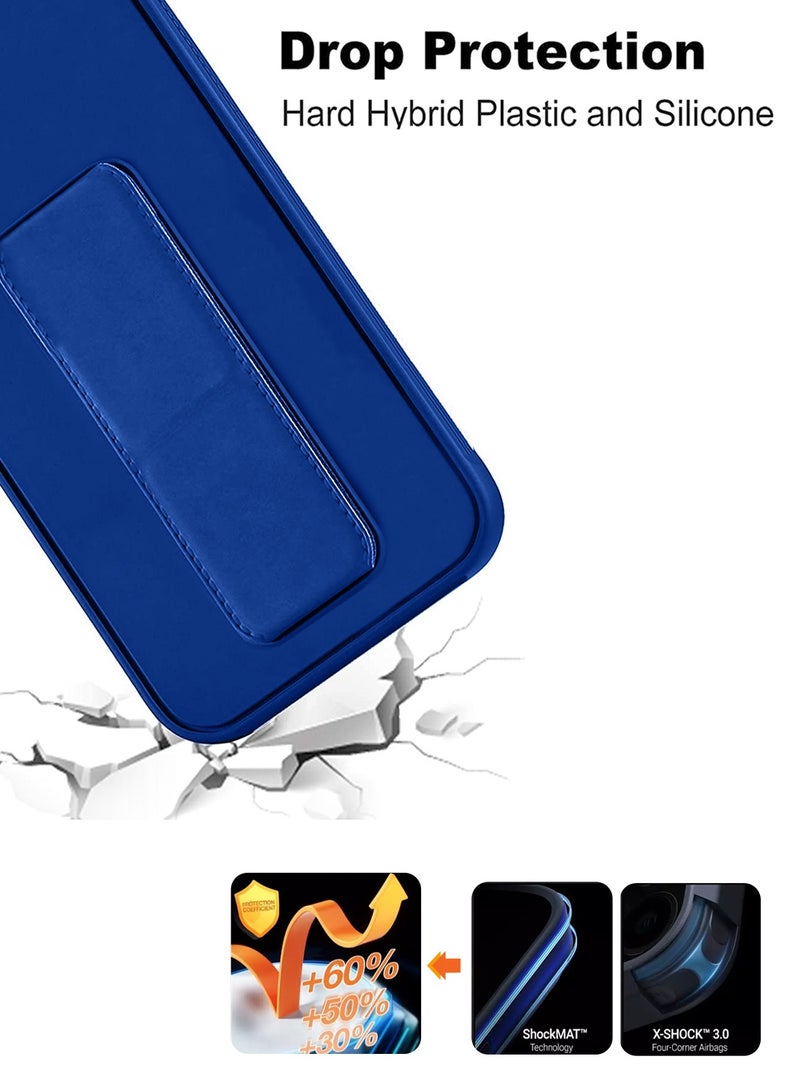 دبليو تيك غطاء حماية بقبضة يد وحامل متعدد مغناطيسي للسيارة ومسند للأصابع لهاتف Honor X9b 5G 2023 أزرق داكن - Image 5