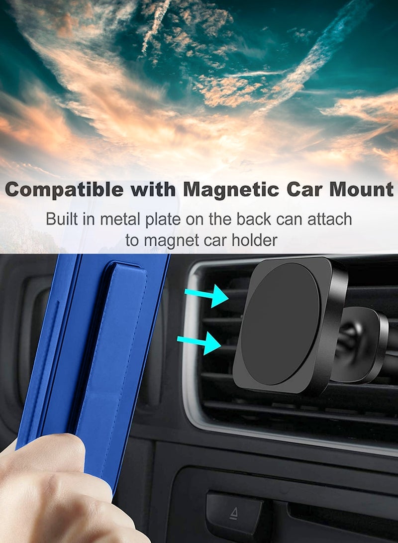 دبليو تيك غطاء حماية بقبضة يد وحامل متعدد مغناطيسي للسيارة ومسند للأصابع لهاتف Honor X9b 5G 2023 أزرق داكن - Image 4