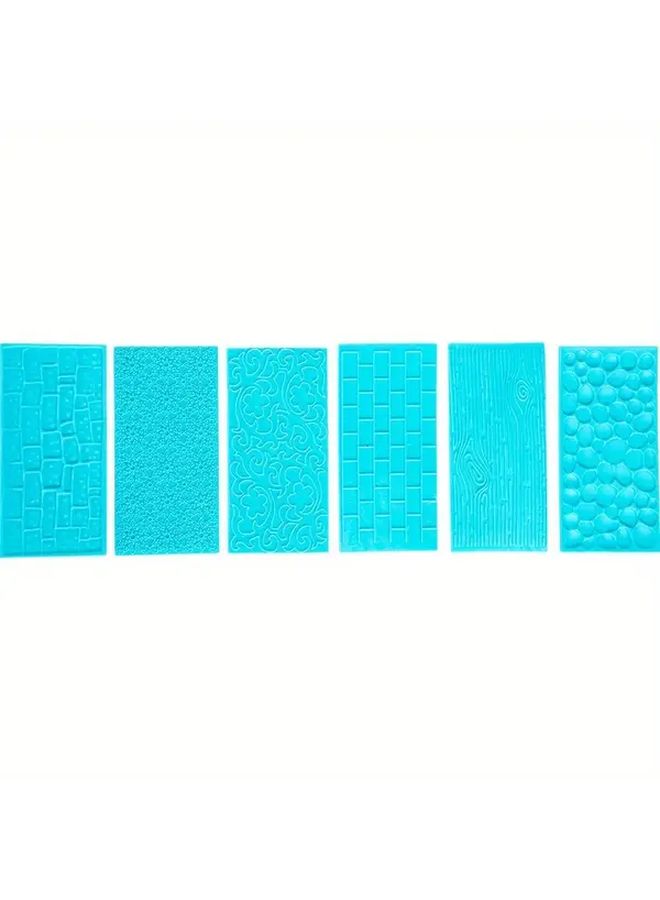 6Pcs Fondant Impression Mat Set Stone Flower Bark Patterns Cake Decorating Tools - Image 1