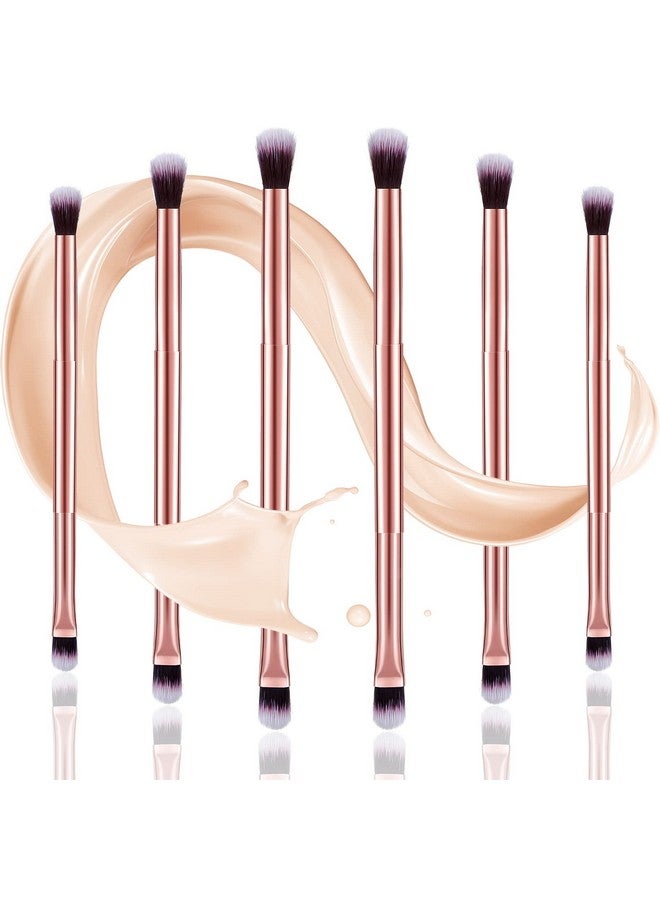 Perthlin 6 Pcs Eyeshadow Smudge Brush 2In1 Eyeshadow Brush 2 Double Ended Make Up Brush Concealer Brush Under Eye Small Soft Firm Pointed Foundation Makeup Applicator For Blending Eye Shadow Liner - Image 1