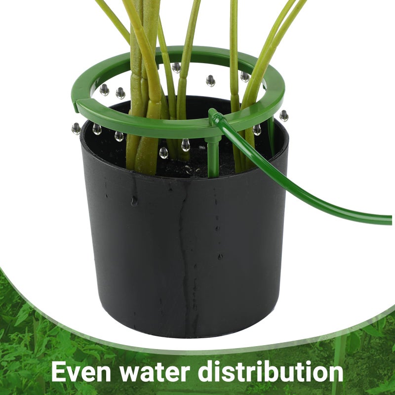 Tujoe 4 Set Water Ring 3 Leg Support Drip Emitter Drip Ring with 1/8 Inch Barbed Inlet Fitting Removable Stakes for Grow Media Irrigation System Rain Watering Tree Plants, Green (5 Inch) - Image 5