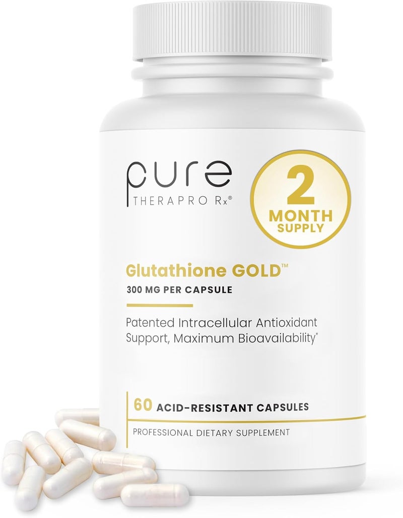 Pure Therapro Rx SAcetyl Glutathione GOLD 300mg PER Capsule  60 DRcaps AcidResistant  ExtraStrength  Patented Acetylated Form of Glutathione Emothion  Pharmaceutical Grade  Freeof Harmful Stearates - Image 1
